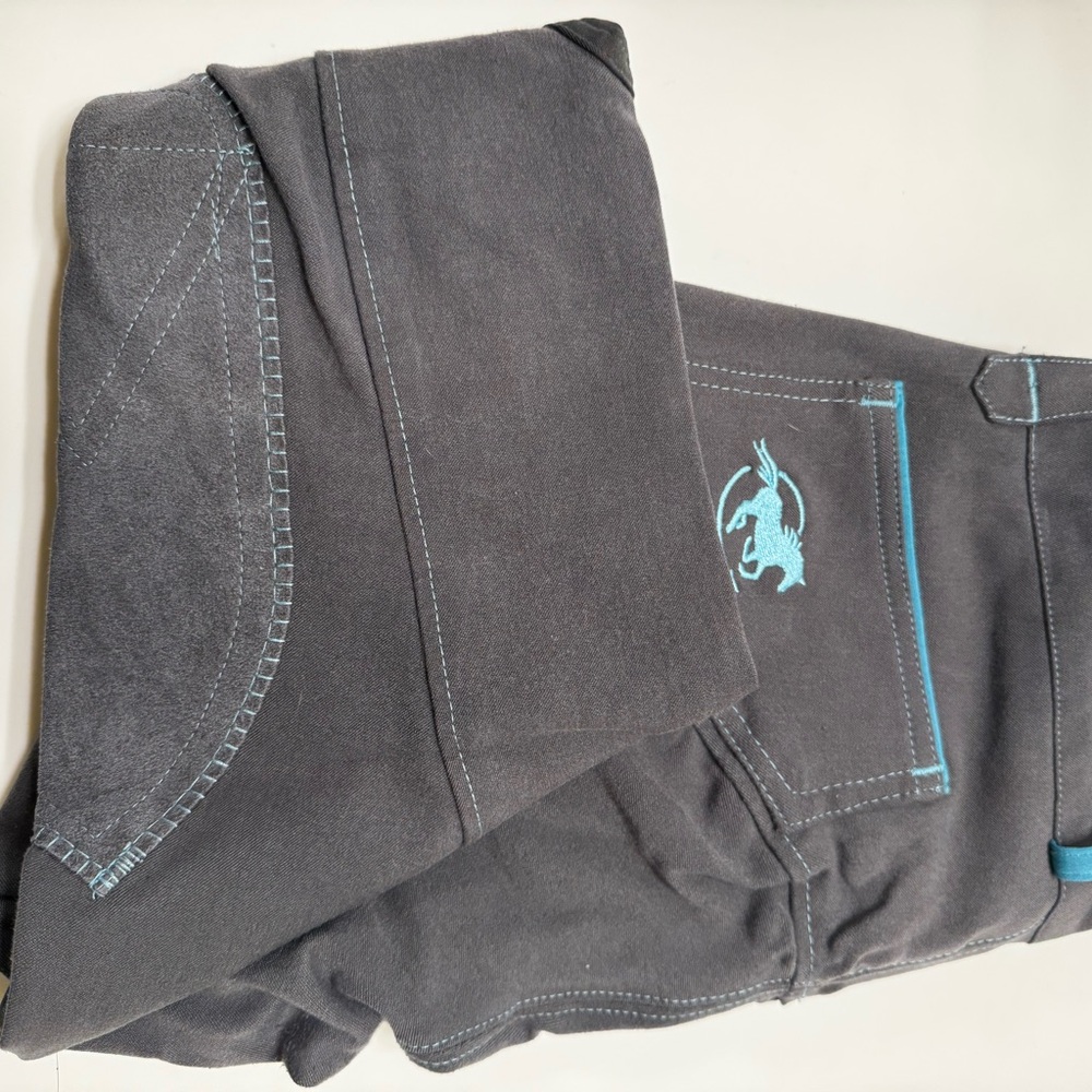 Pipers Gray Breeches with Blue Stitching